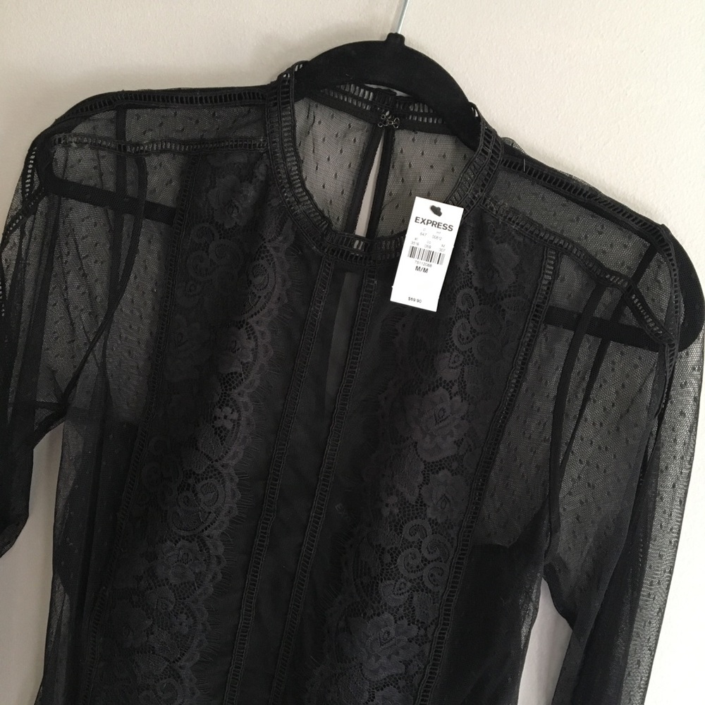 Express sheer lace and mesh blouse